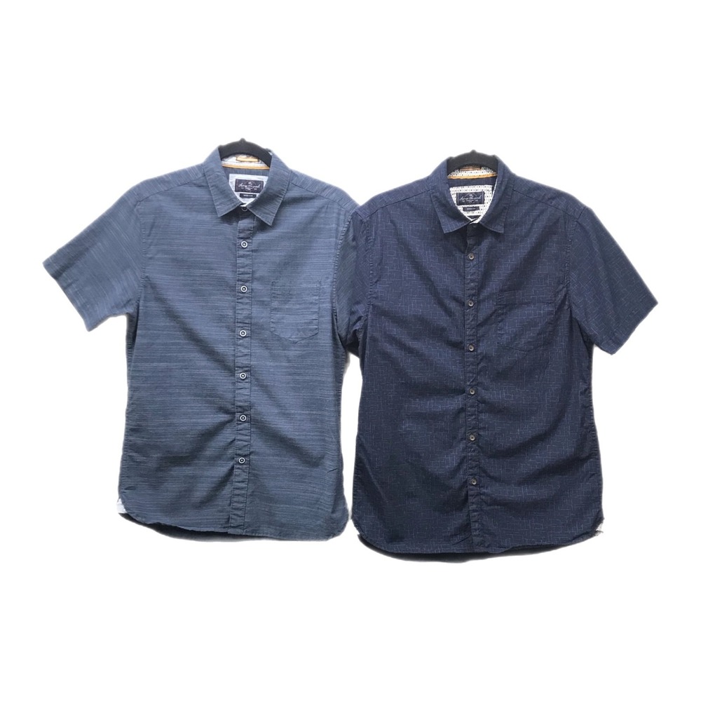 Lot of 2 Across The Pond Men's Short Sleeve Button Up Shirt Size Medium